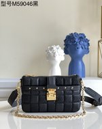 Brand Designer Replica
 Louis Vuitton Handbags Camera Bags Black Embroidery Sheepskin Pochette Chains M59046