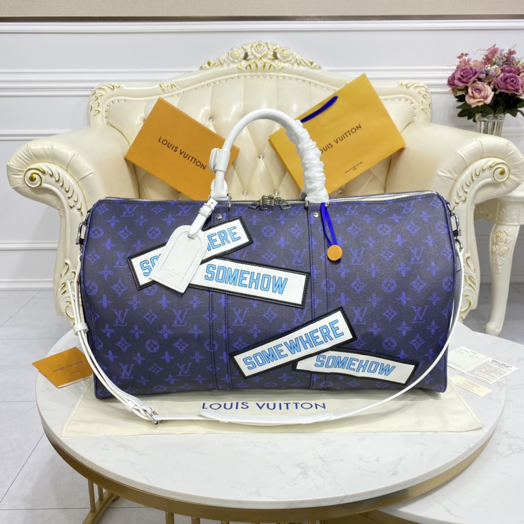 Louis Vuitton LV Keepall Travel Bags AAA Class Replica
 Blue Monogram Canvas Fall/Winter Collection Everyday M45874