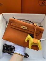 Hermes Kelly Handbags Clutches & Pouch Bags Crossbody & Shoulder Bags Orange Gold Hardware Epsom Mini