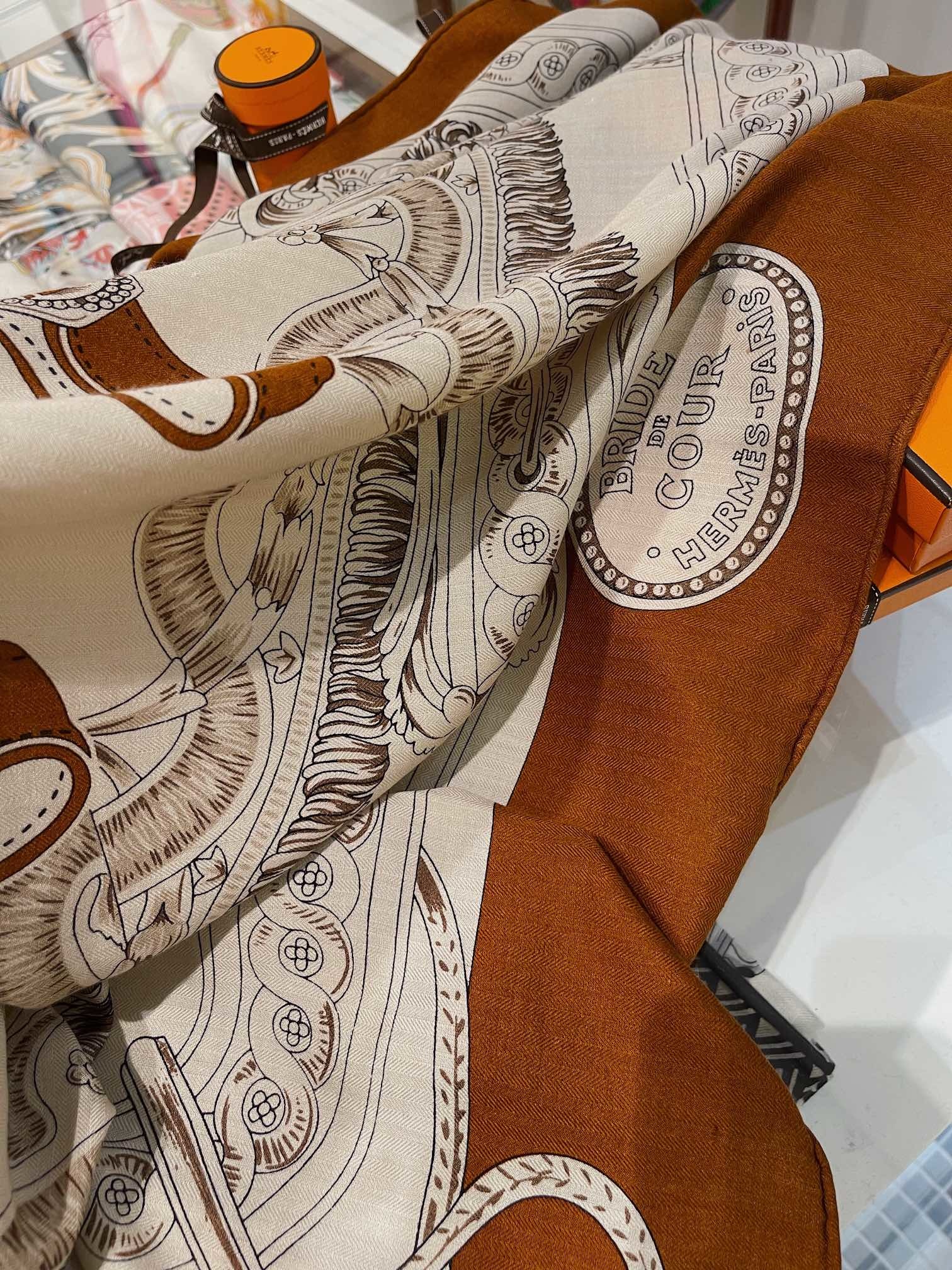 【🍂爱马仕绝绝子神级配色!!金棕本棕🌰太香了!!!】 Hermes秋冬款最新款披肩,好看死了!!!秒爱终