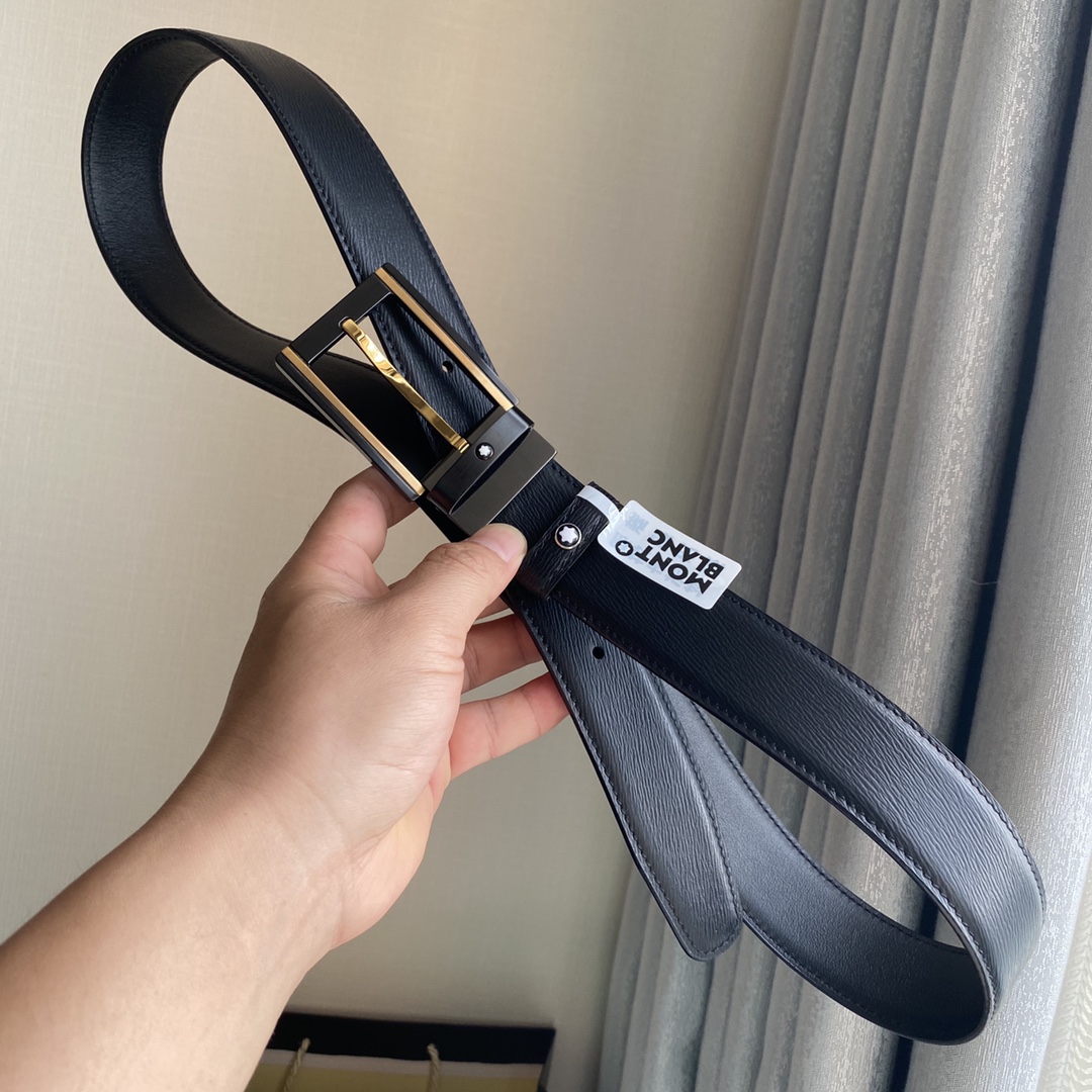 Marlboro Quality Male Belt with P403 Grade Leather and Gold Accents - 图片 1