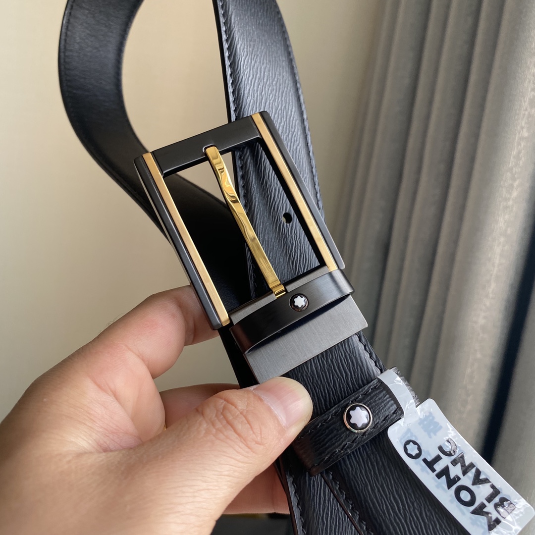 Marlboro Quality Male Belt with P403 Grade Leather and Gold Accents - 图片 3