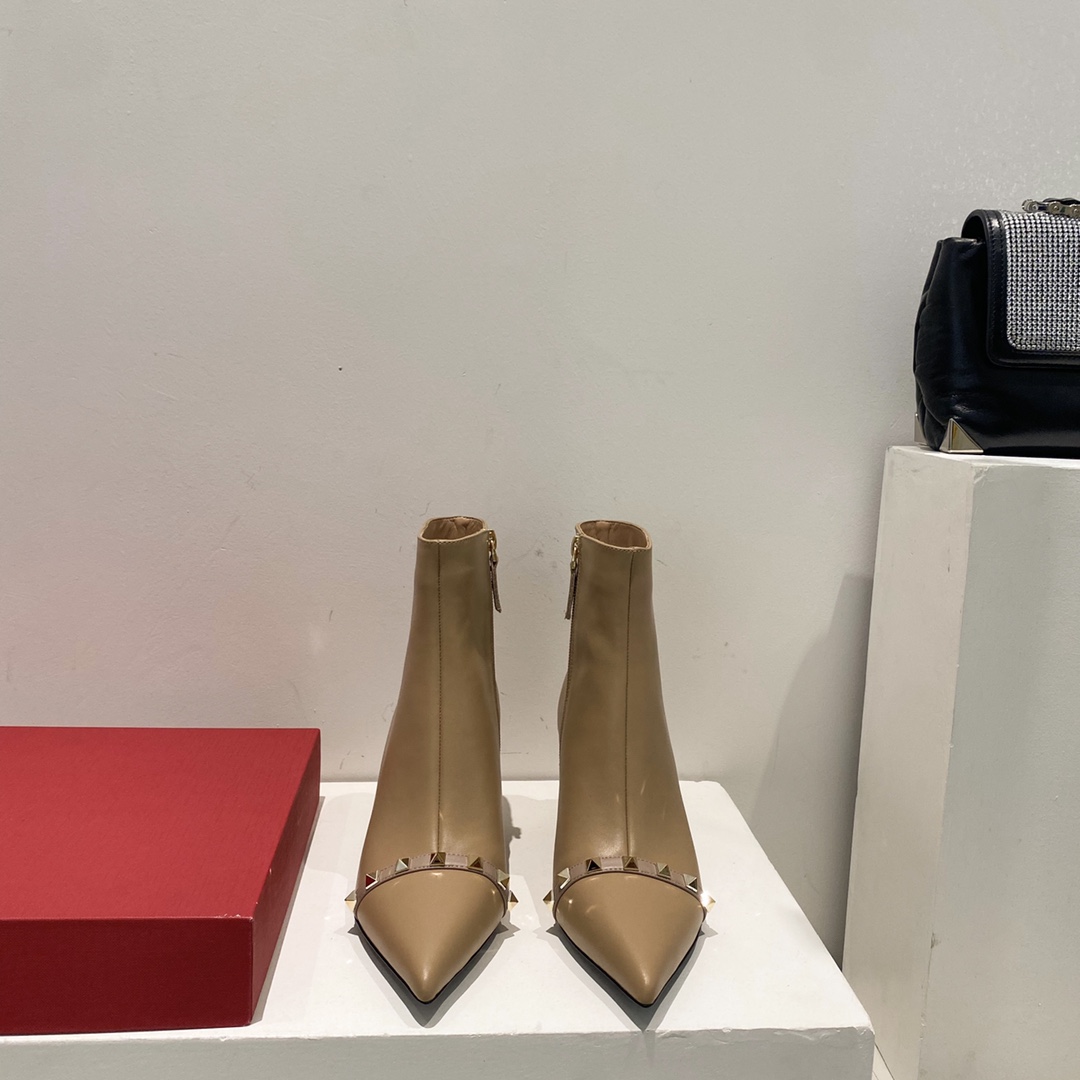 Valentino Rockstud calfskin ankle boots