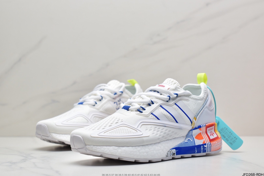 170 阿迪达斯Adidas Originals ZX 2K Boost 全新爆米花缓震休闲运动跑鞋CQ2768