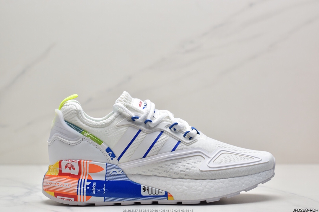 170 阿迪达斯Adidas Originals ZX 2K Boost 全新爆米花缓震休闲运动跑鞋CQ2768