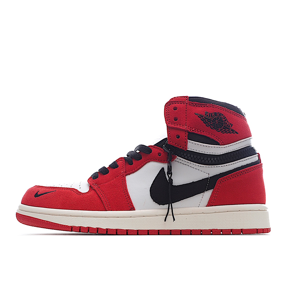I5 尨✀一鞋两穿 Air Jordan 1 Switch AJ1 乔1酒红拉链 高帮文化篮球鞋 CW6576- F5 0该款不同于以往普通配色AJ1 新晋拉链式设计的鞋帮 可实现高低帮的切换 一鞋两穿 可玩性非常高 趣味十足