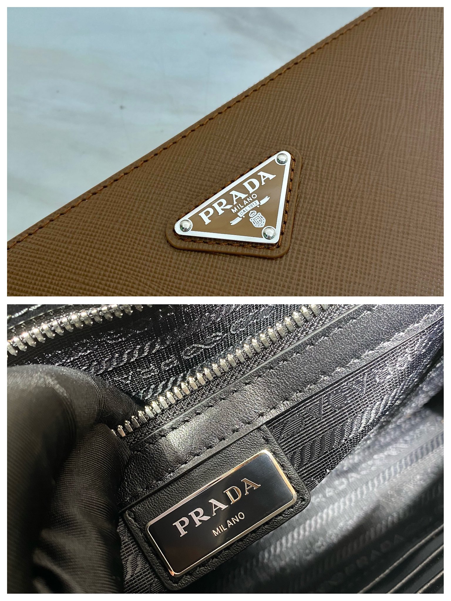 PRADA普拉达进口Saffiano皮革男士手包2VF056