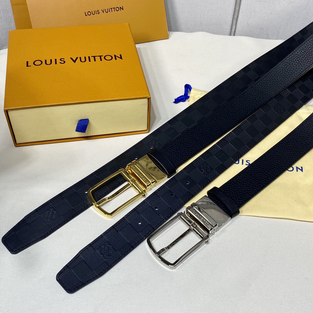 Louis Vuitton Belts Men Calfskin Cowhide