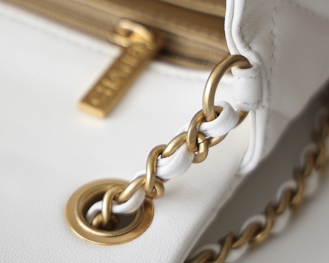 Chanel Flap Bag CF羊皮大Mini金球包 AS1787白色