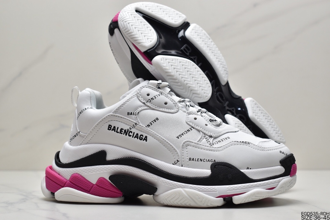 400 Balenciaga Triple S Clear Sole Sneaker”Pink/Brush”时装球鞋524039 W2FA4 9155