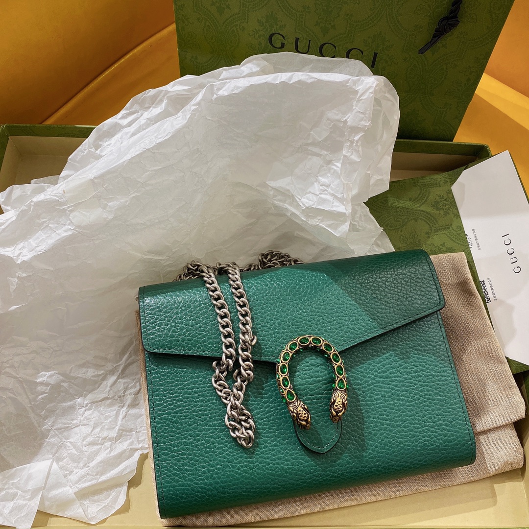 GUCCI Green Dionysus WOC Chain Bag Flap Multi-Card Slots