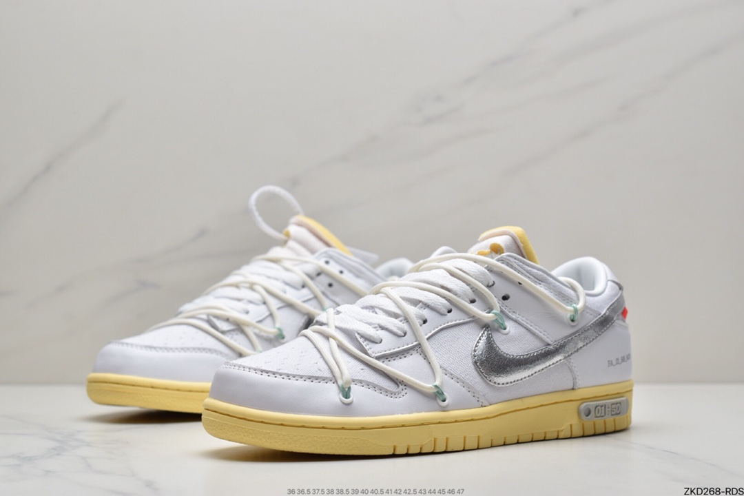 270 耐克Nike OFF-WHITE x Futura x Nike Dunk Low“21 of 50 三方联名白灰紫低帮休闲板鞋DM1602-106