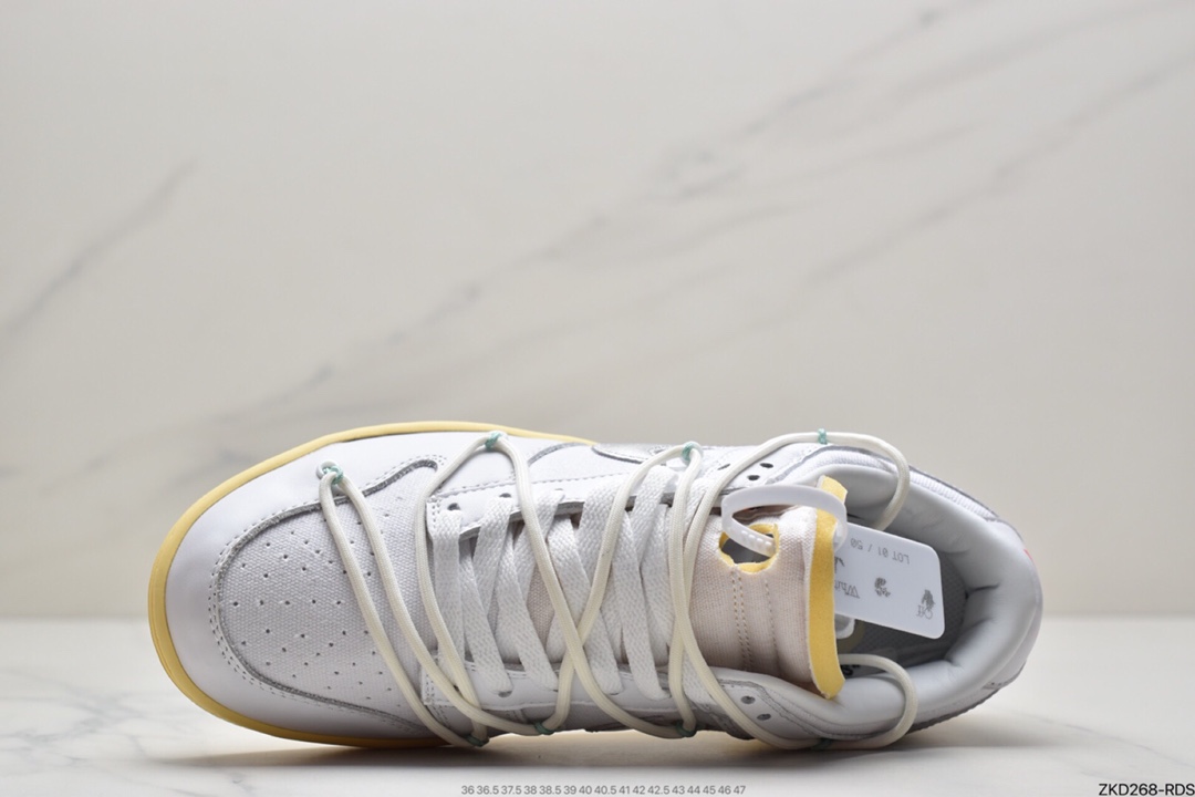 270 耐克Nike OFF-WHITE x Futura x Nike Dunk Low“21 of 50 三方联名白灰紫低帮休闲板鞋DM1602-106