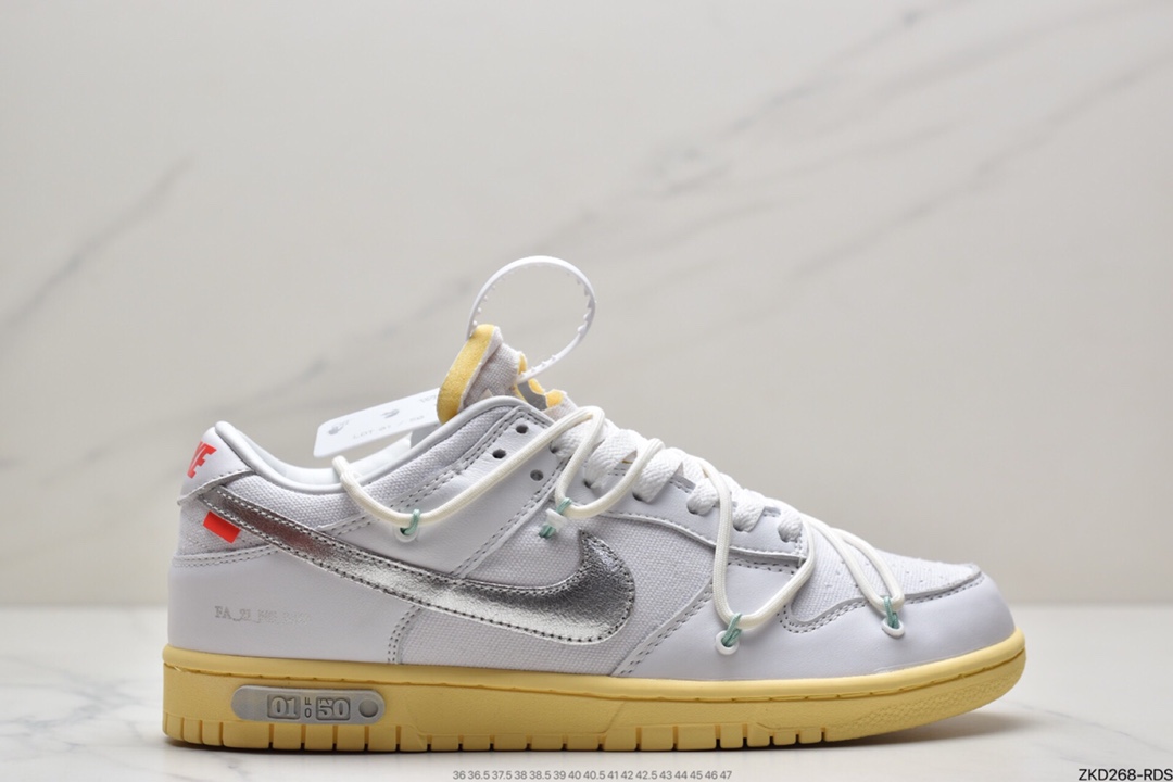 270 耐克Nike OFF-WHITE x Futura x Nike Dunk Low“21 of 50 三方联名白灰紫低帮休闲板鞋DM1602-106