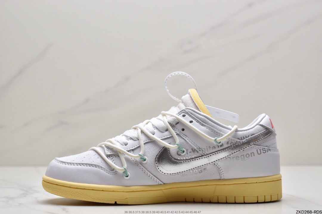 270 耐克Nike OFF-WHITE x Futura x Nike Dunk Low“21 of 50 三方联名白灰紫低帮休闲板鞋DM1602-106