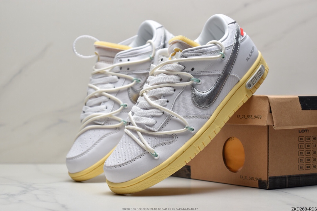 270 耐克Nike OFF-WHITE x Futura x Nike Dunk Low“21 of 50 三方联名白灰紫低帮休闲板鞋DM1602-106