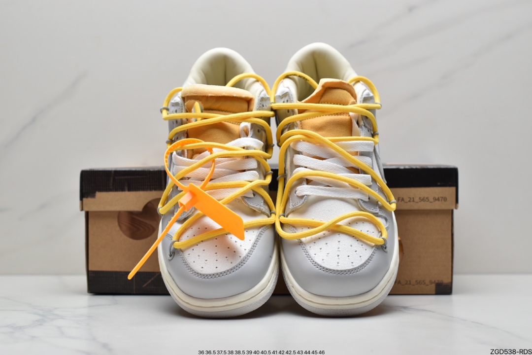 290 耐克Nike OFF-WHITE x Futura x Nike Dunk Low“21 of 50 三方联名白灰紫低帮休闲板鞋DM1602-106