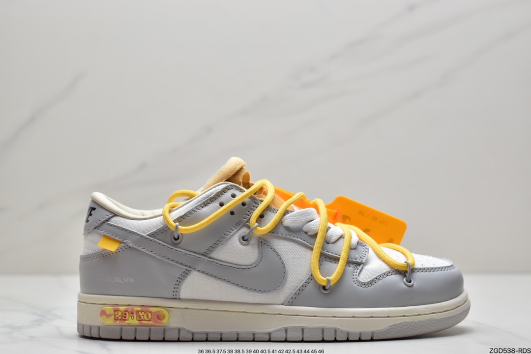 290 耐克Nike OFF-WHITE x Futura x Nike Dunk Low“21 of 50 三方联名白灰紫低帮休闲板鞋DM1602-106