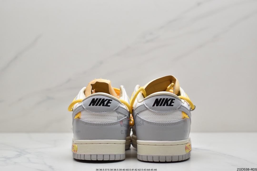 290 耐克Nike OFF-WHITE x Futura x Nike Dunk Low“21 of 50 三方联名白灰紫低帮休闲板鞋DM1602-106