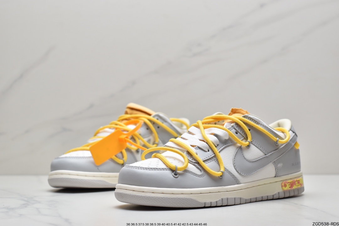 290 耐克Nike OFF-WHITE x Futura x Nike Dunk Low“21 of 50 三方联名白灰紫低帮休闲板鞋DM1602-106