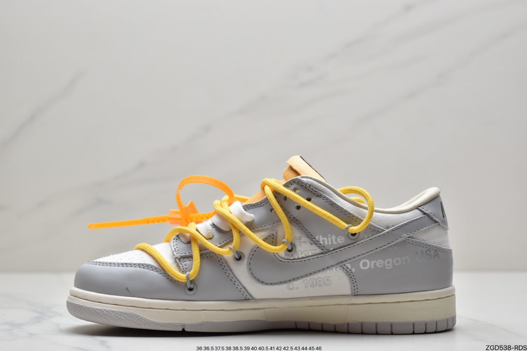 290 耐克Nike OFF-WHITE x Futura x Nike Dunk Low“21 of 50 三方联名白灰紫低帮休闲板鞋DM1602-106