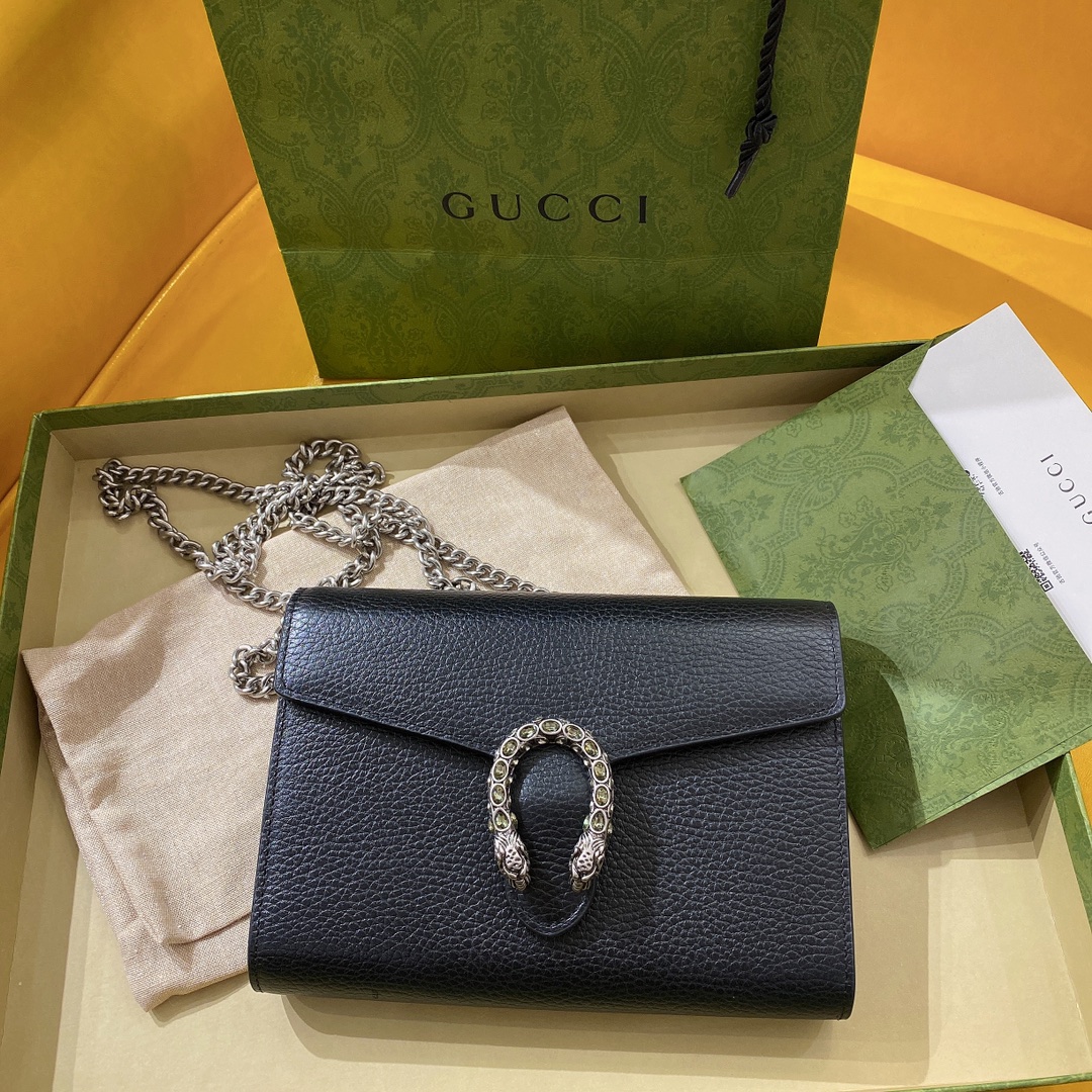 GUCCI Dionysus WOC chain bag black three internal compartments sixteen card slots
