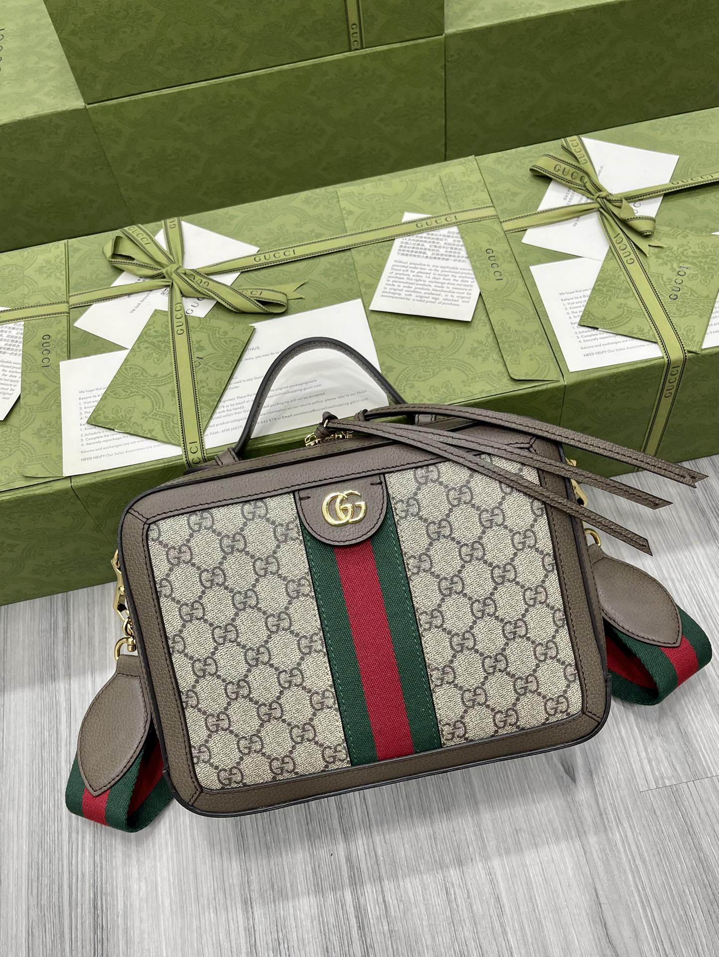 GUCCI Ophidia сумка мессенджер GG Supreme холст винтажный стиль большой объем универсальная - высшее качество