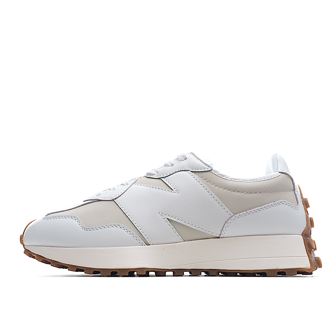 G5 New Balance 新百伦MS327系列复古休闲运动慢跑鞋 全新 New Balance 327系列，以更纯粹的复古风格设计打造的全新造型。侧身还以解构设计，将 N 字标志以做旧压花样式呈现，样式别具新意。而麂皮、冲孔皮革的塑造，则呈现出高级怀旧气质，也让鞋款在奢华时装风格与运动氛围之间达到了平衡。鞋身采用尼龙及皮质物料拼接构成中底高弹PU材质及满丁防滑橡胶外底