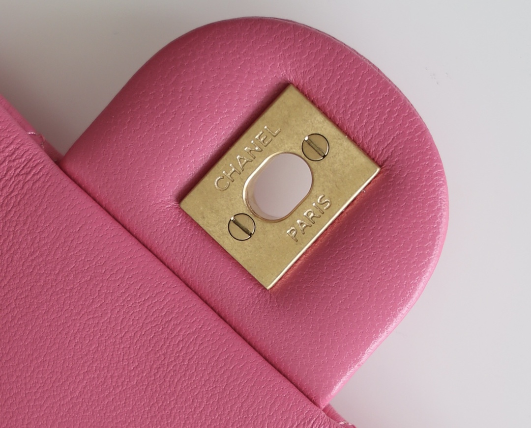 Chanel Flap Bag CF Mini羊皮方胖子金球包 AS1786玫红