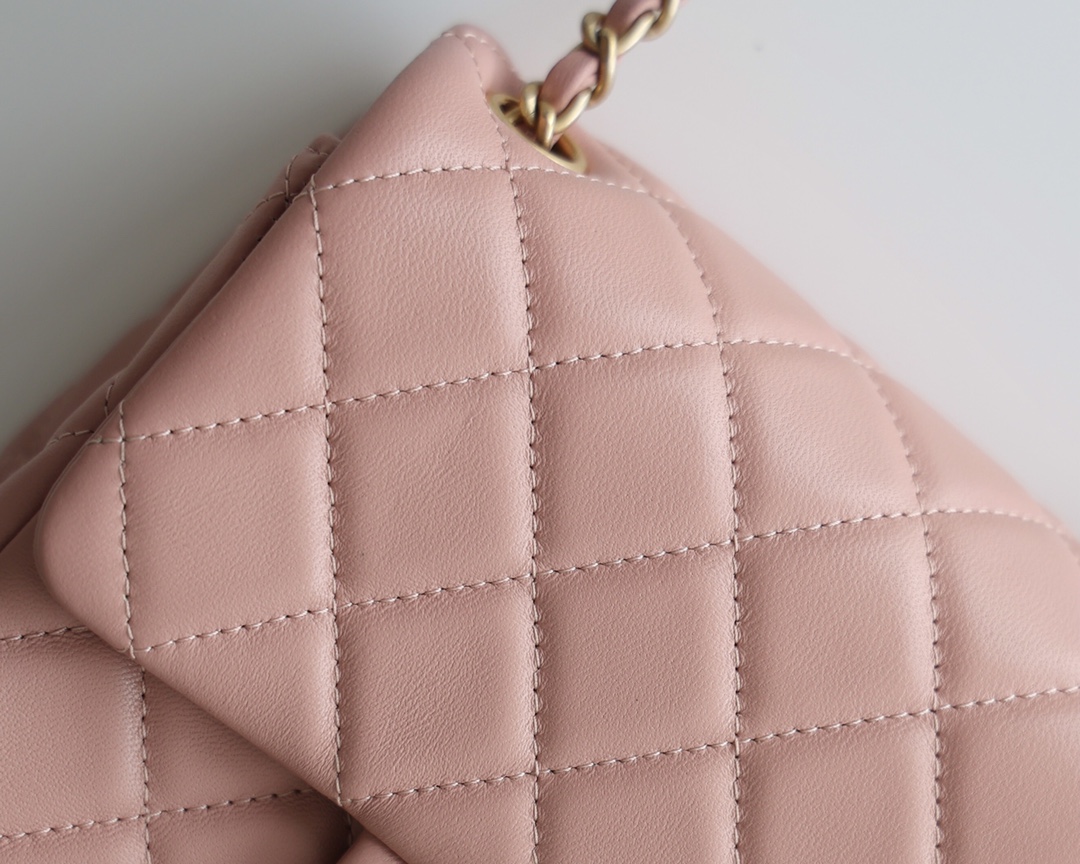 Chanel Flap Bag CF Mini羊皮方胖子金球包 AS1786粉色