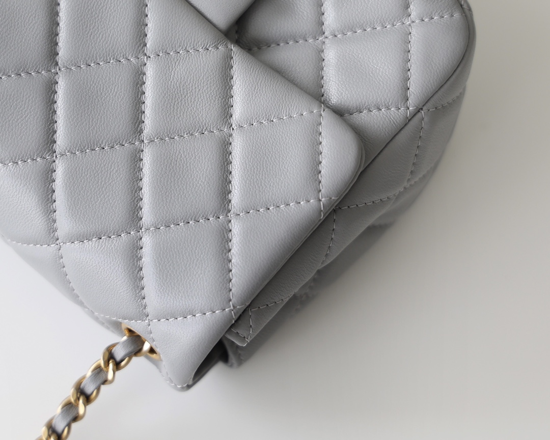 Chanel Flap Bag CF Mini羊皮方胖子金球包 AS1786灰色