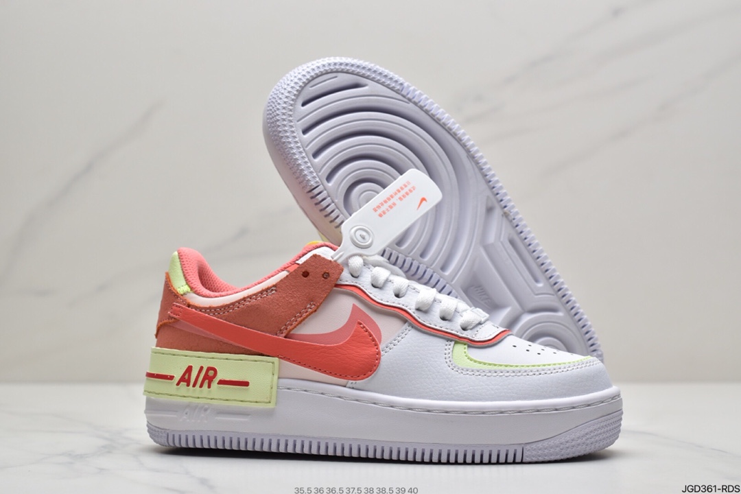 180 耐克Nike WMNS Air Force 1 Shadow 马卡龙空军一号轻量增高低帮百搭板鞋CI0919-110