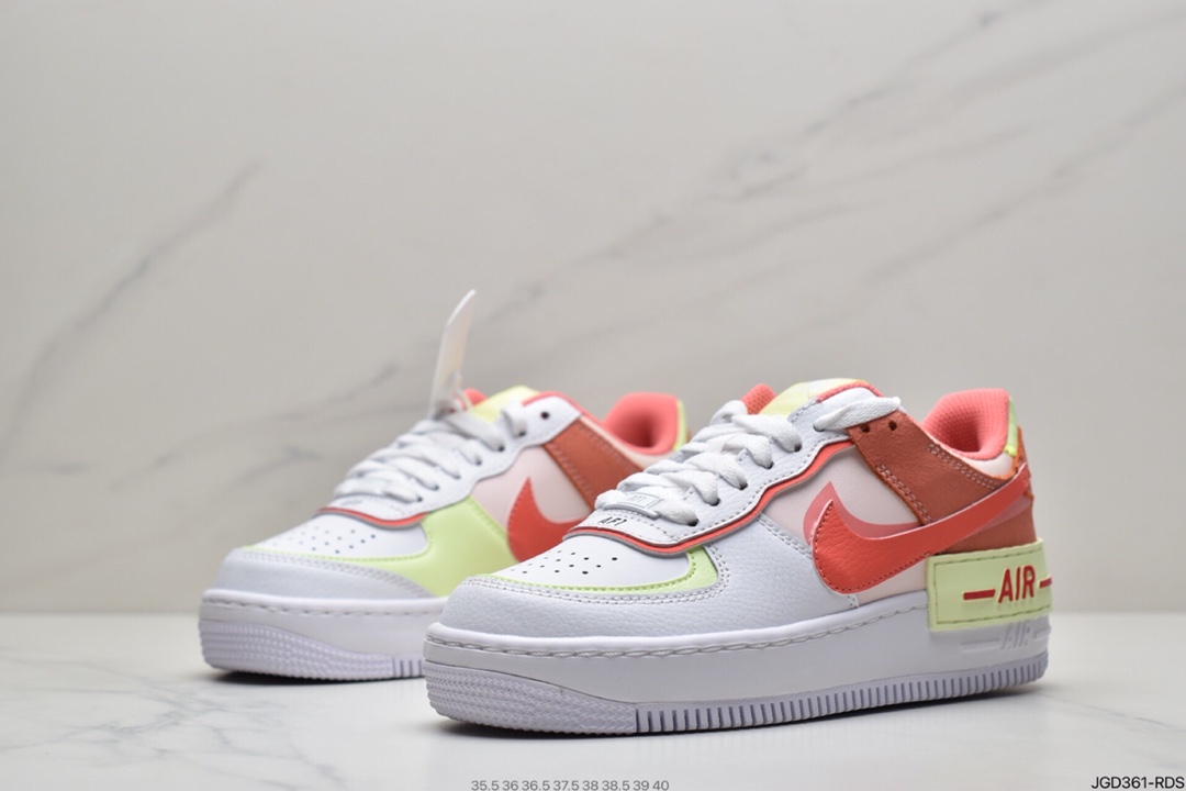 180 耐克Nike WMNS Air Force 1 Shadow 马卡龙空军一号轻量增高低帮百搭板鞋CI0919-110