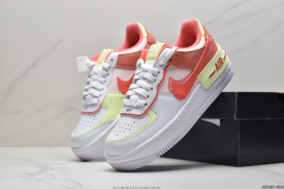 180 耐克Nike WMNS Air Force 1 Shadow 马卡龙空军一号轻量增高低帮百搭板鞋CI0919-110
