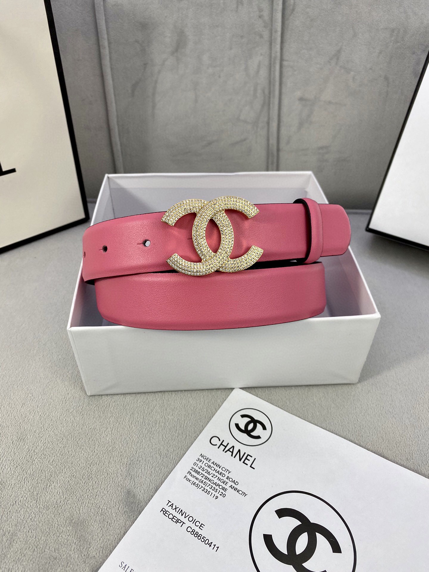 Chanel クラシック平纹/両面牛皮 3.0cm 錬金色・銀色のダイヤモンド型鋼バックル