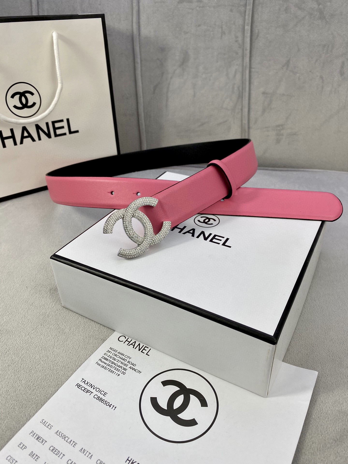 Chanel クラシック平纹/両面牛皮 3.0cm 錬金色・銀色のダイヤモンド型鋼バックル