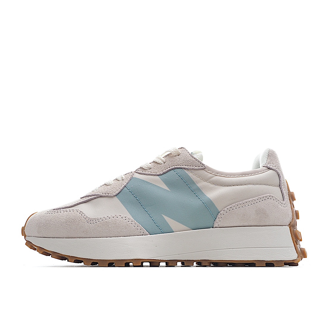 G5 New Balance 新百伦MS327系列复古休闲运动慢跑鞋 全新 New Balance 327系列，以更纯粹的复古风格设计打造的全新造型。侧身还以解构设计，将 N 字标志以做旧压花样式呈现，样式别具新意。而麂皮、冲孔皮革的塑造，则呈现出高级怀旧气质，也让鞋款在奢华时装风格与运动氛围之间达到了平衡。鞋身采用尼龙及皮质物料拼接构成中底高弹PU材质及满丁防滑橡胶外底