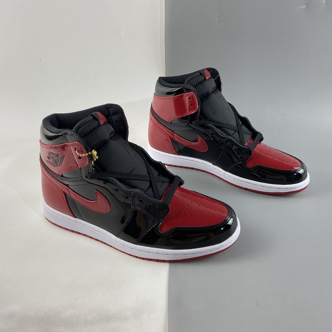P280  Air Jordan 1 High OG ”Bred Patent” AJ1 乔1漆皮黑红 高帮篮球鞋 555088-063