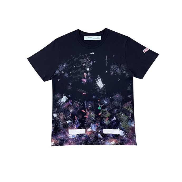 Off-White 'Fireworks' Graphic Print Short Sleeve Black Cotton T-Shirt