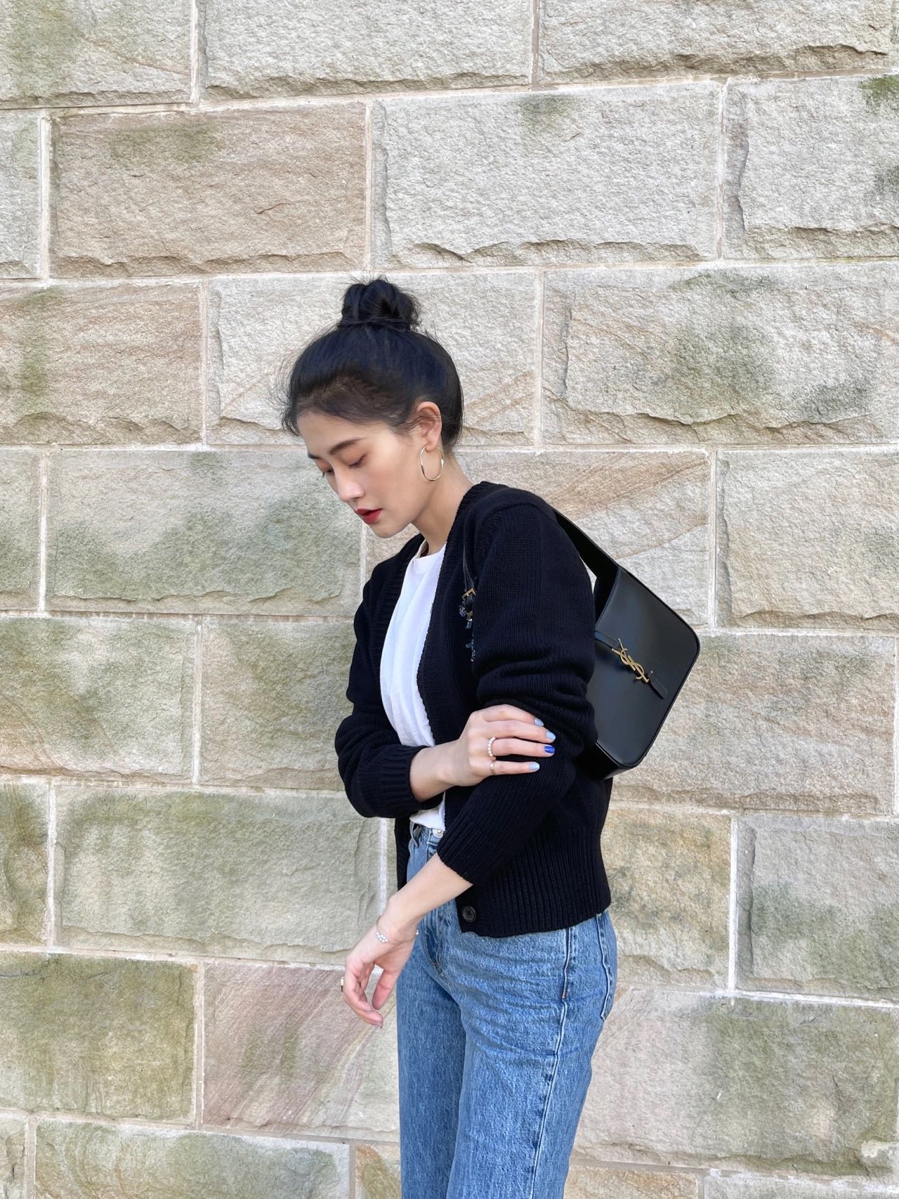 Saint laurent Ysl LE 5 À 7 平纹腋下包 657228黑色