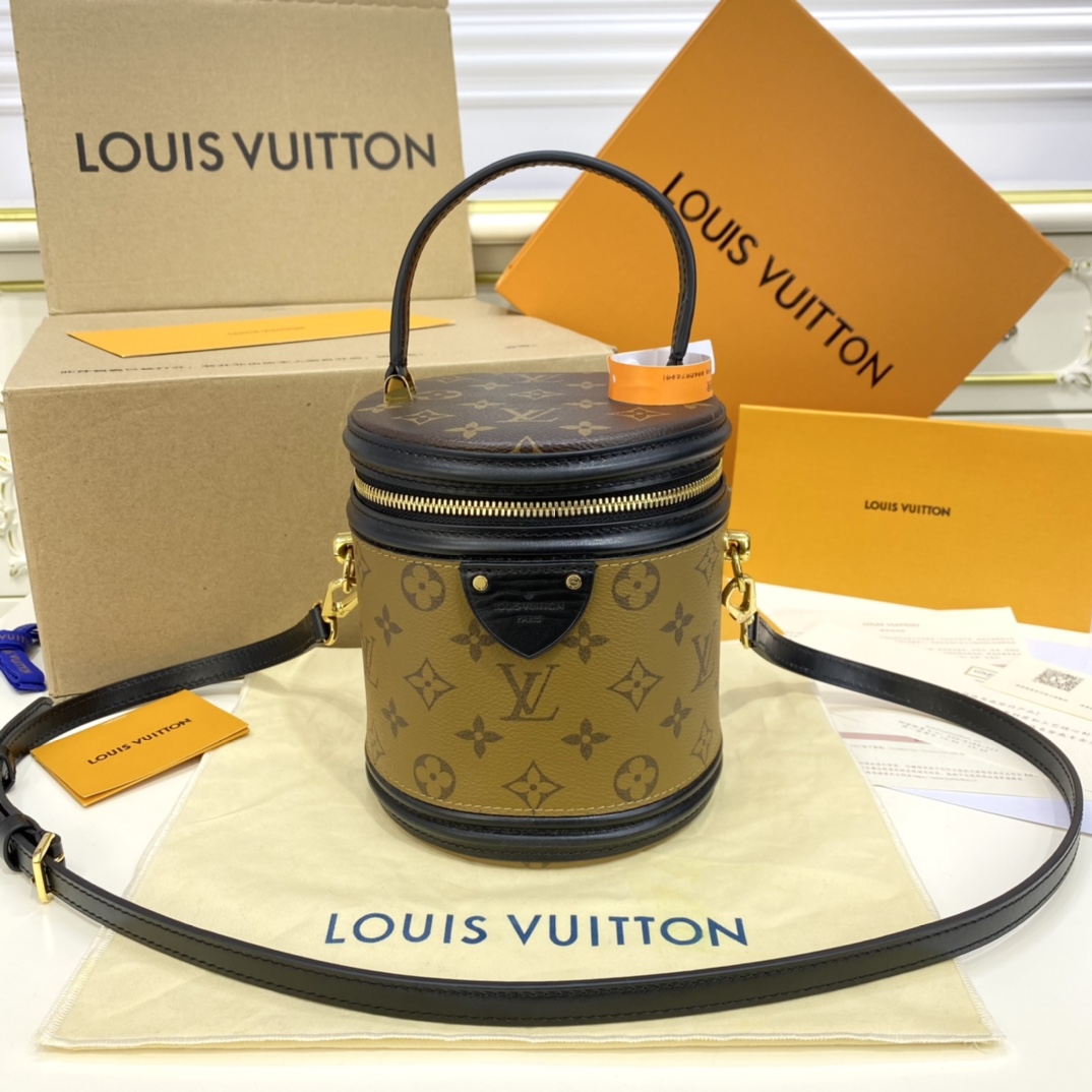 The Best Affordable
 Louis Vuitton LV Cannes Bucket Bags Cosmetic Bags Cylinder & Round Bags Monogram Reverse Canvas M43986