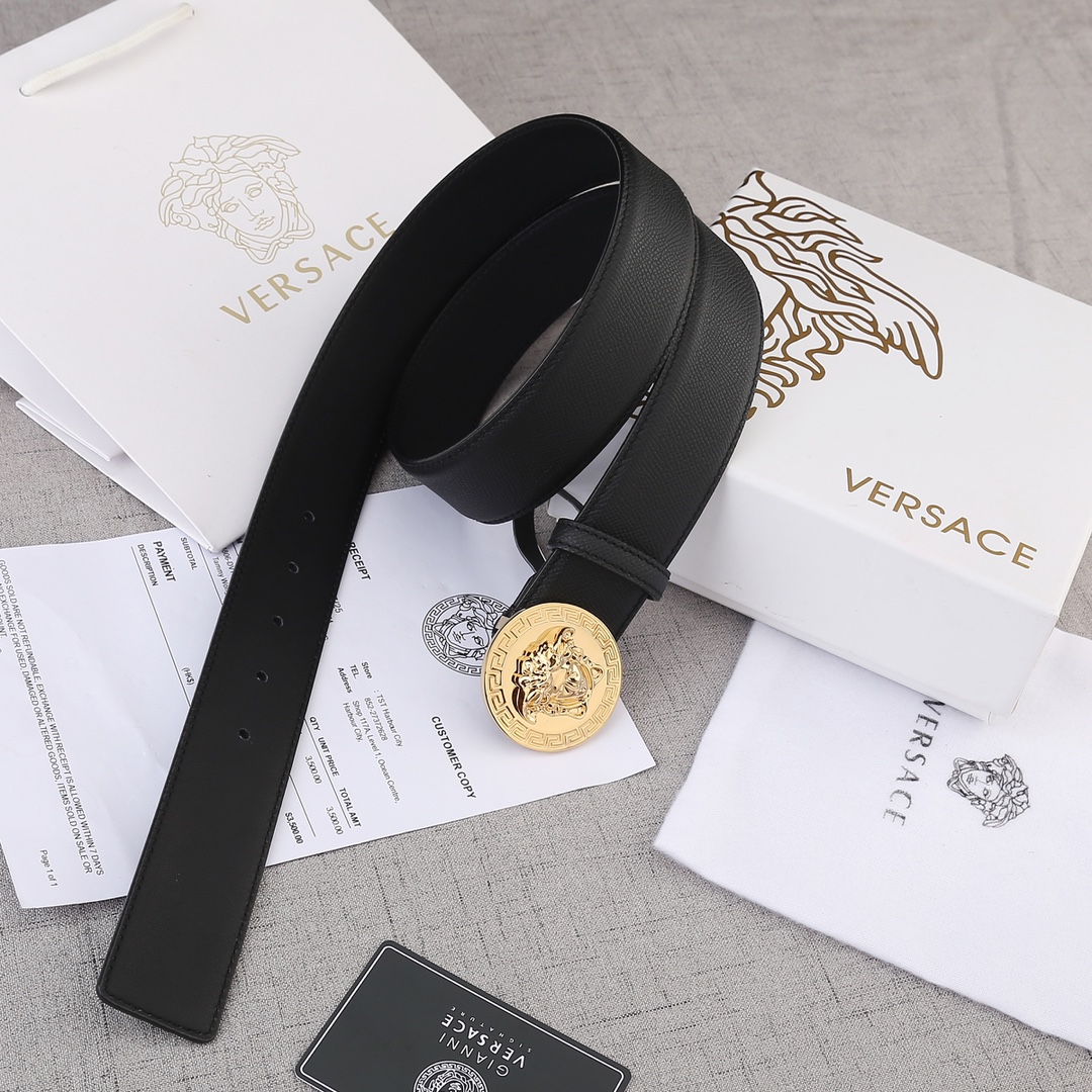 VERSACE（范思哲）爆款手掌纹皮底/双面头层、采用精挑细选进口牛皮，手感柔软细腻/商务既有时尚的男士腰带火爆中！宽度