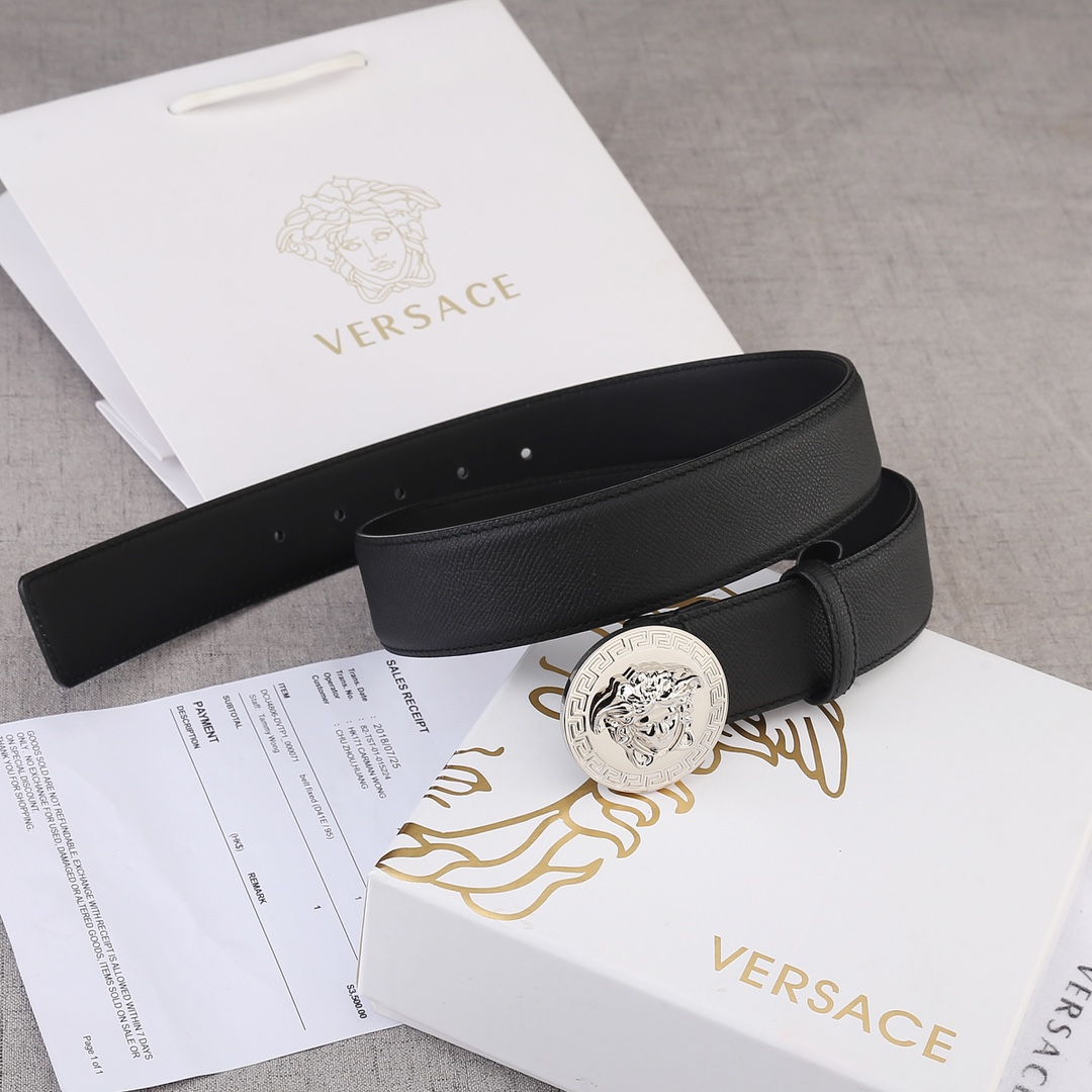 VERSACE（范思哲）爆款手掌纹皮底/双面头层、采用精挑细选进口牛皮，手感柔软细腻/商务既有时尚的男士腰带火爆中！宽度
