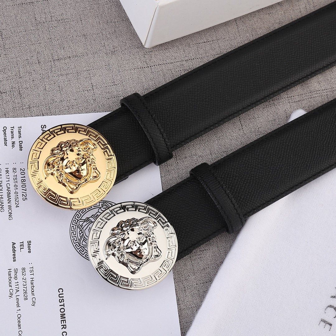 VERSACE（范思哲）爆款手掌纹皮底/双面头层、采用精挑细选进口牛皮，手感柔软细腻/商务既有时尚的男士腰带火爆中！宽度