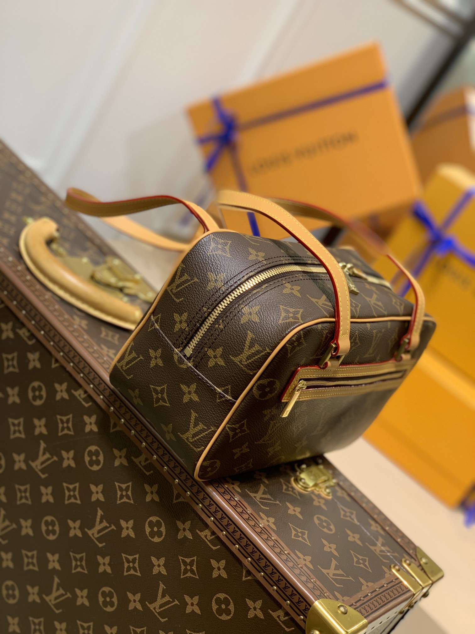 Louis Vuitton LV 老花中古盒子包小挎包腋下包 M51182