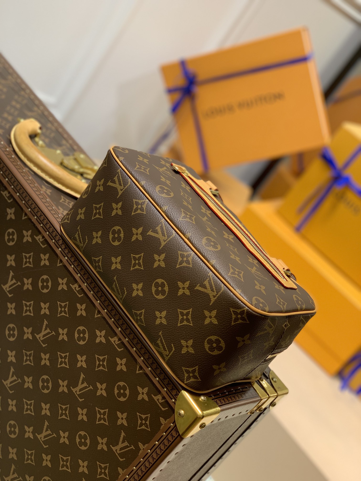 Louis Vuitton LV 老花中古盒子包小挎包腋下包 M51182