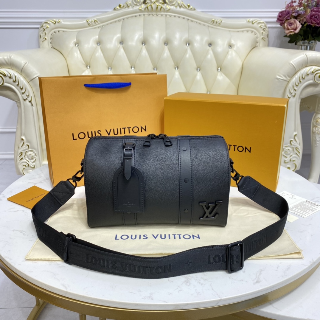 AAA Replica
 Louis Vuitton LV Keepall Bags Handbags Black White Lychee Pattern Men Canvas City M57082