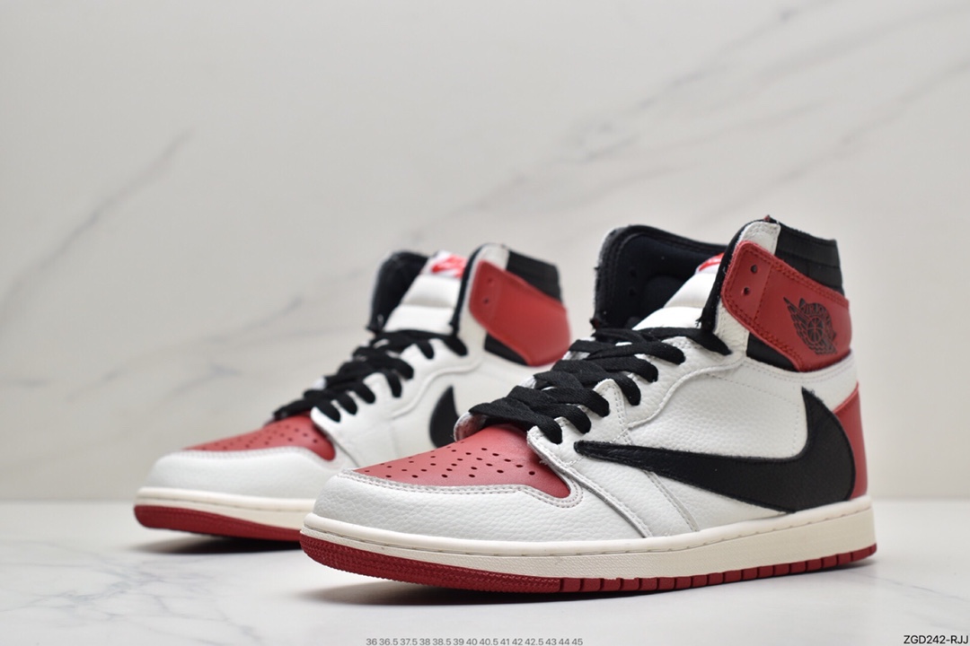 290 fragment design x Travis Scott x Nike Air Jordan 1 Low OG SP”Black/Red”AJ1 CQ4278