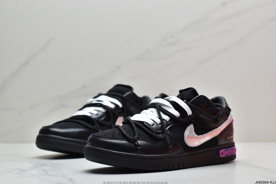 190 Off-White x Nike SB Dunk Low”The 50/50”扣篮系列低帮经典百搭休闲运动板鞋“OW黑银紫”DM1602-001
