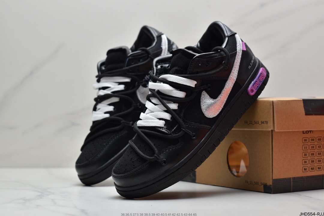 190 Off-White x Nike SB Dunk Low”The 50/50”扣篮系列低帮经典百搭休闲运动板鞋“OW黑银紫”DM1602-001